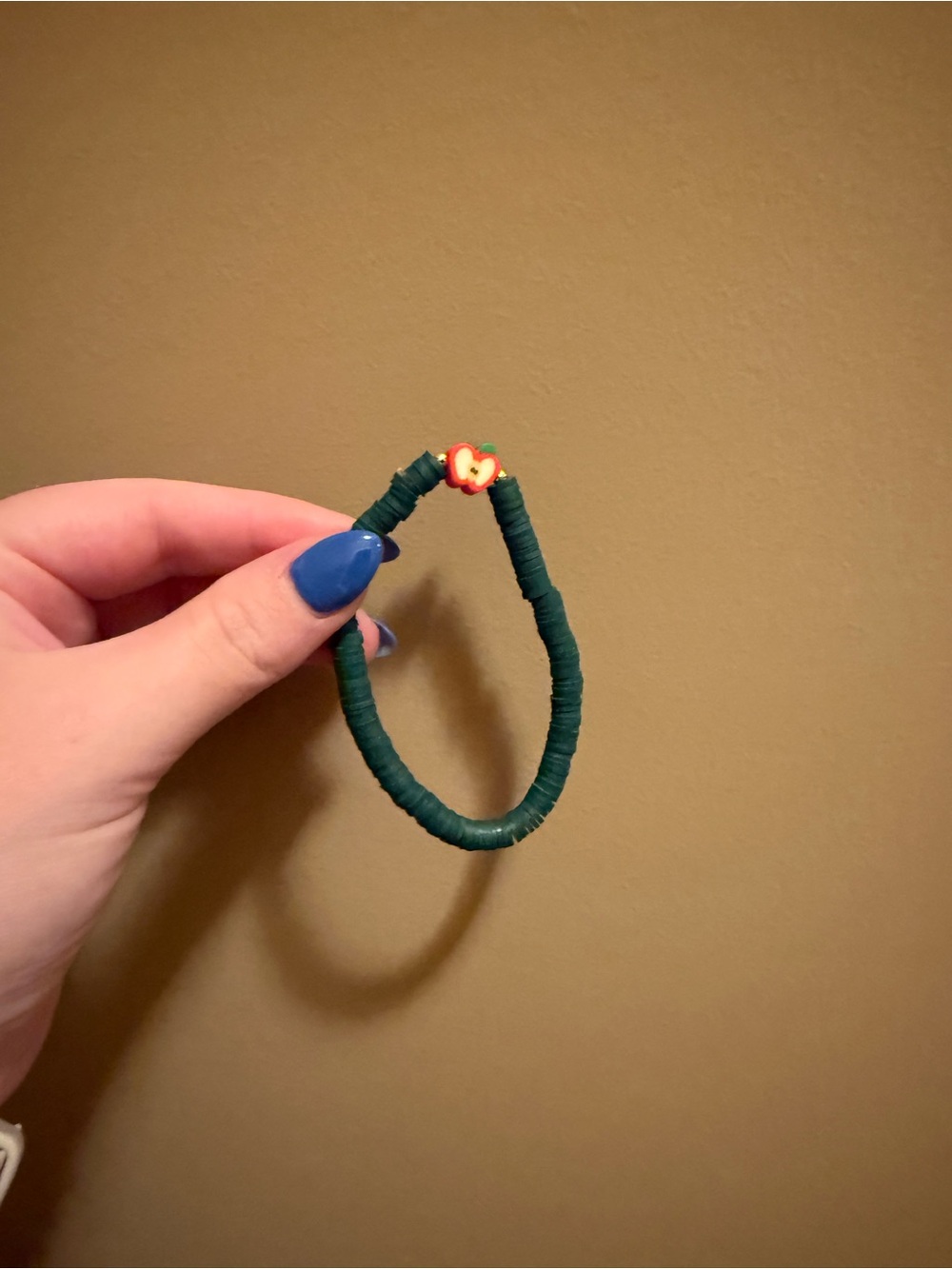 Forest Green Bracelet with Apple Charm